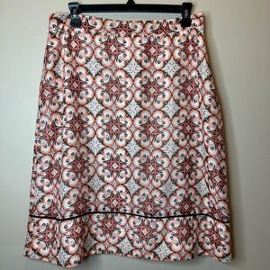 Vintage Jaclyn Smith Y2K Orange Print A-Line Midi Skirt Lined Womens Size 10